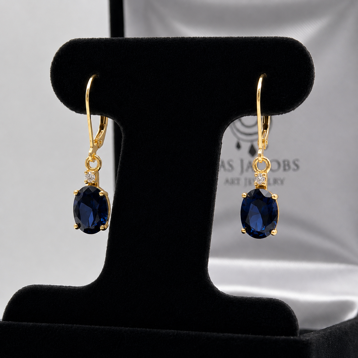 3.3 CTW Oval Blue Sapphire & Diamond Leverback Earrings