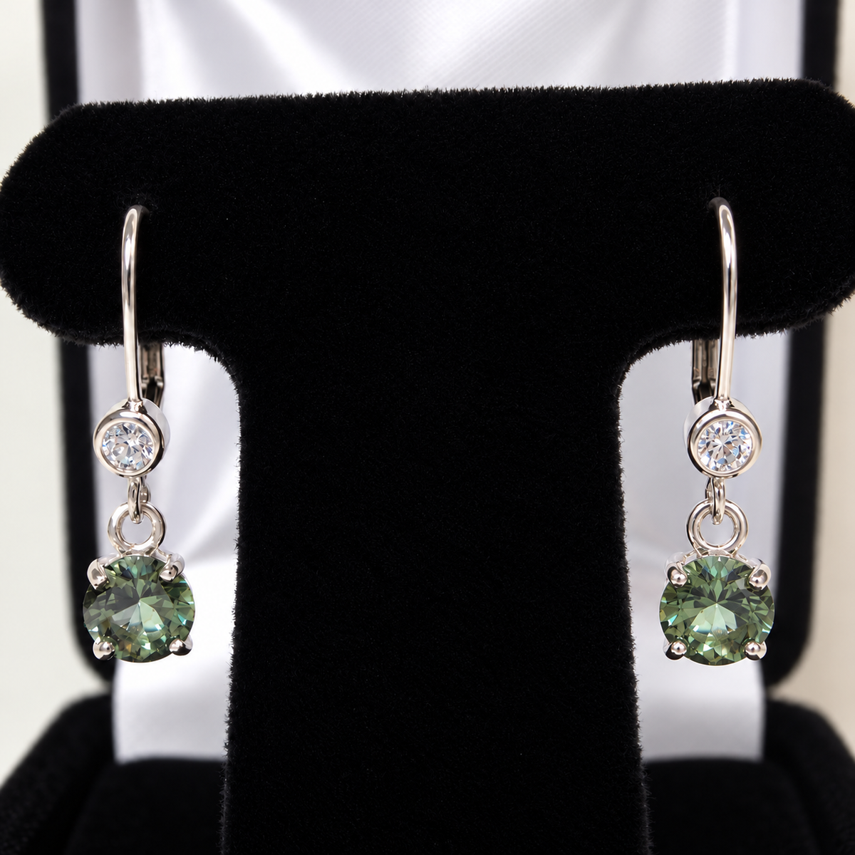 3ctw Green Amethyst Prasiolite & White Topaz Leverback Earrings