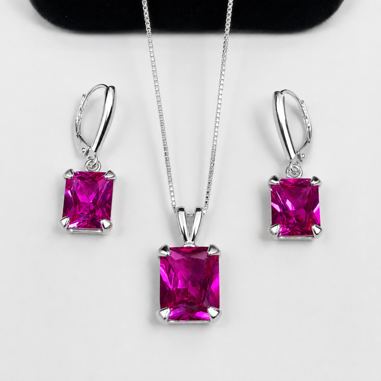 Emerald Cut Pink Sapphire Earrings | 8CTW Leverback Drop Earrings | Statement Pink Gemstone Earrings