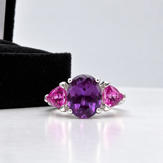 4ctw Purple Color Change Sapphire & Pink Sapphire Ring