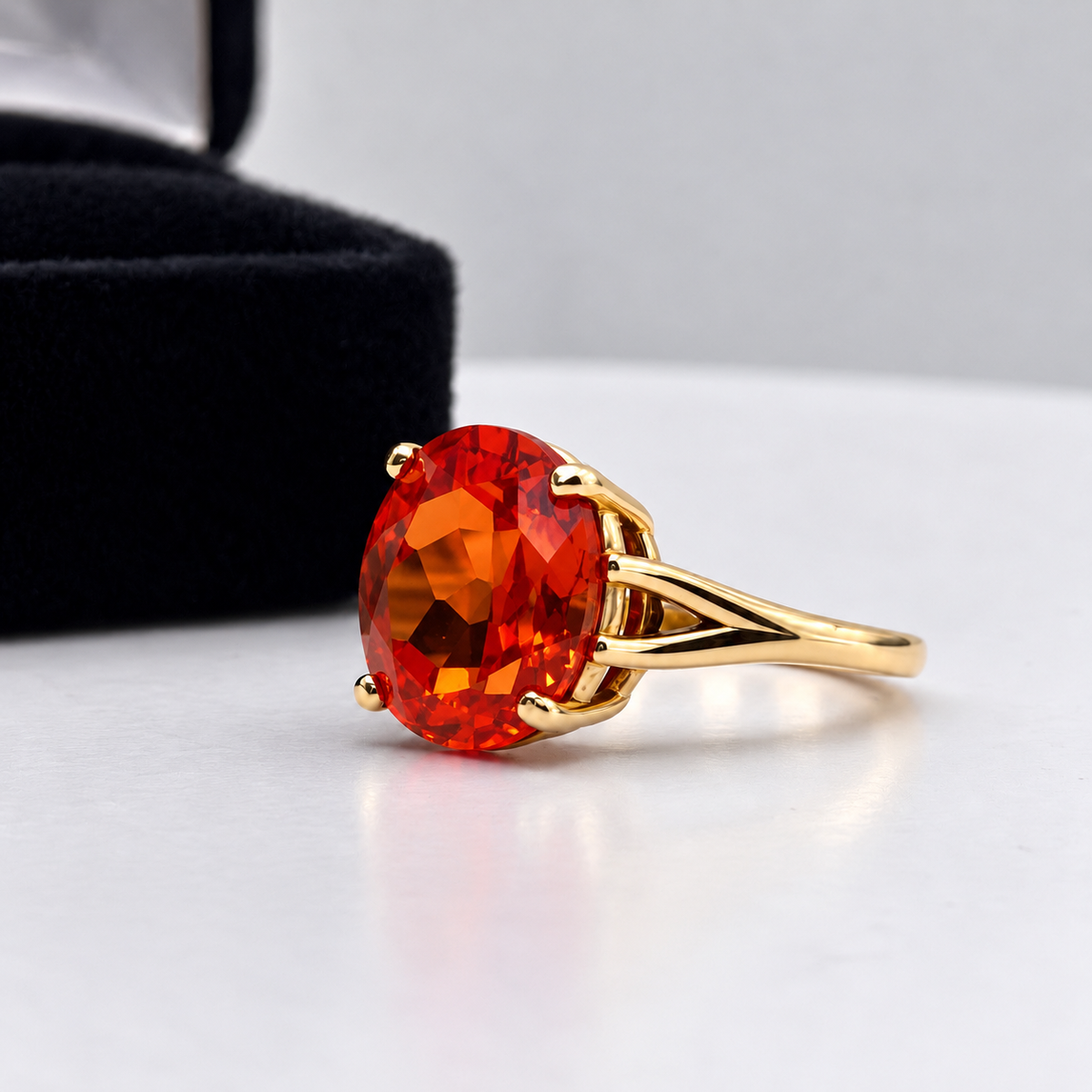 5ct Orange Padparadscha Sapphire Solitaire Ring