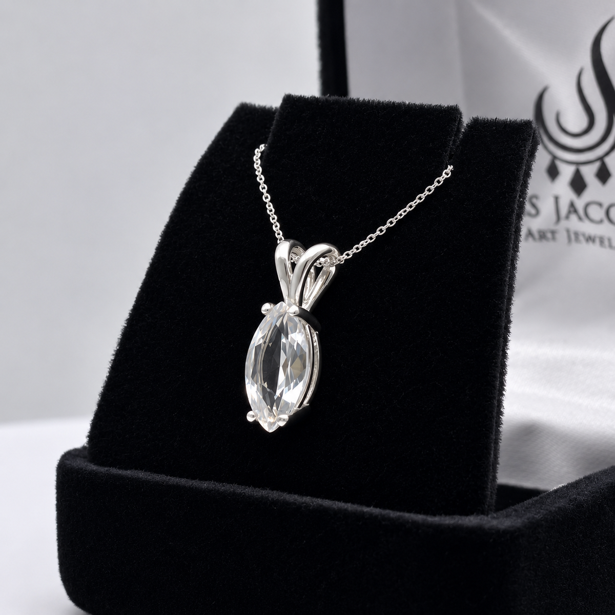 1.75ct Marquise White Sapphire Solitaire Pendant