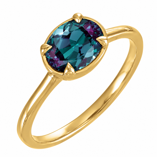1.5ct Oval Color Change Alexandrite Solitaire Ring