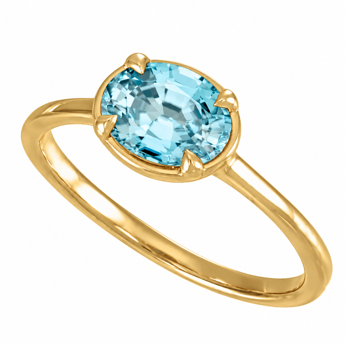 1.8ct Oval Cut Blue Zircon Solitaire Ring