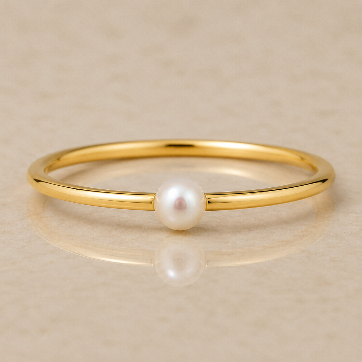 14K Yellow Gold Filled 3mm Simulated Pearl Ring | Dainty Stackable Water Resistant Ring | Minimalist Pearl Band