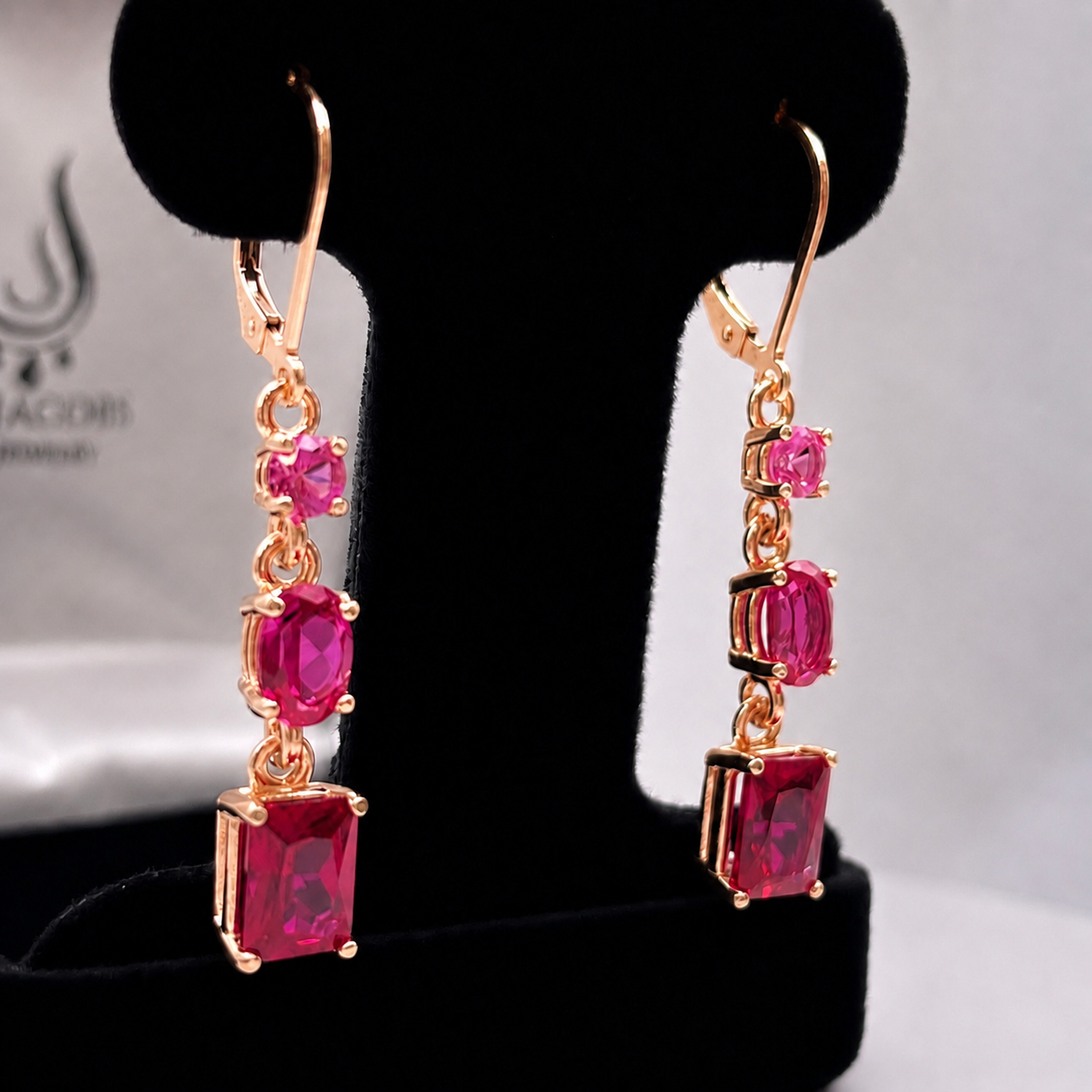 5ctw Multi Cut Cascading Pink Sapphires and Ruby Earrings