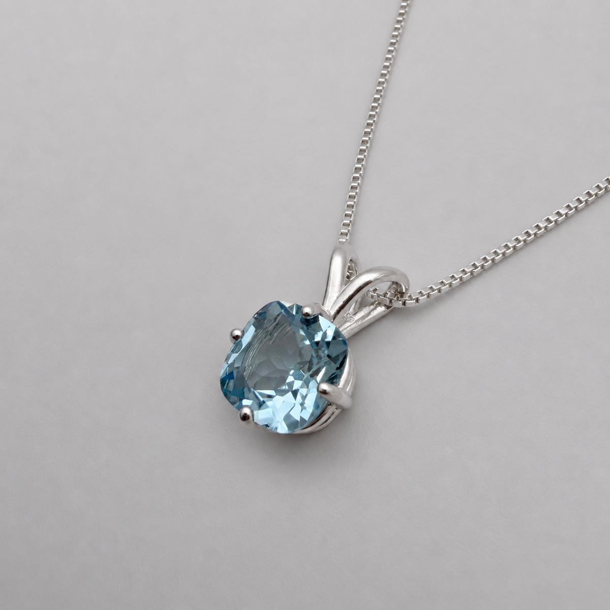 2.5ct Checkerboard Cushion Sky Blue Topaz Pendant Necklace