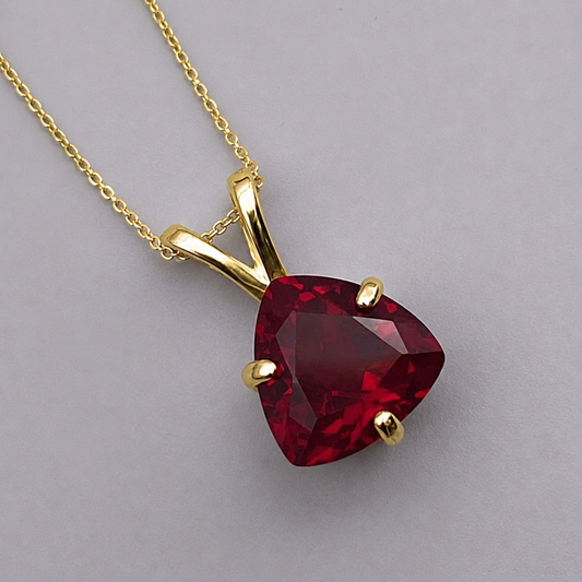 4ct Trillion Cut Ruby Solitaire Pendant Necklace