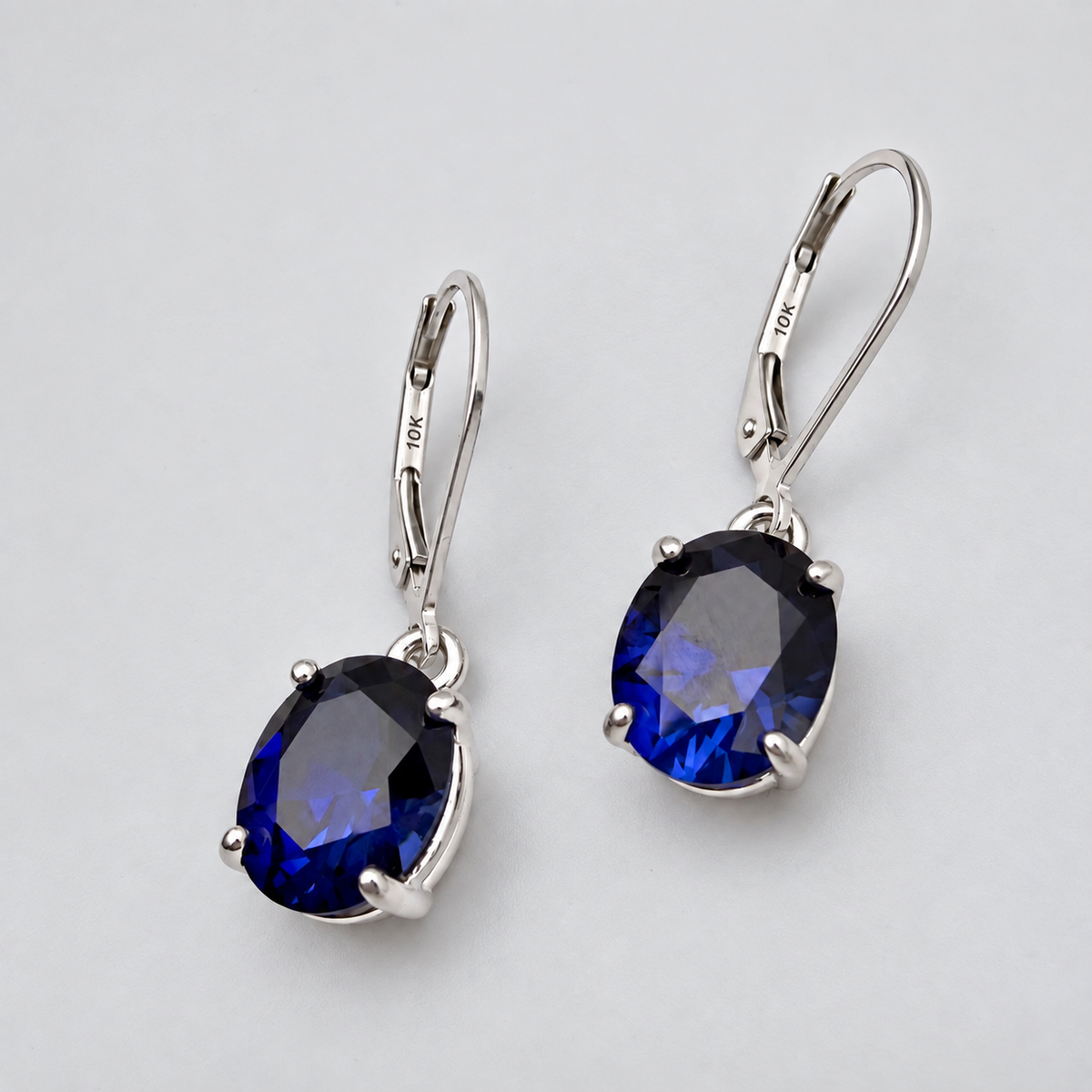 6 CTW Oval Cut Blue Sapphire Drop Earrings