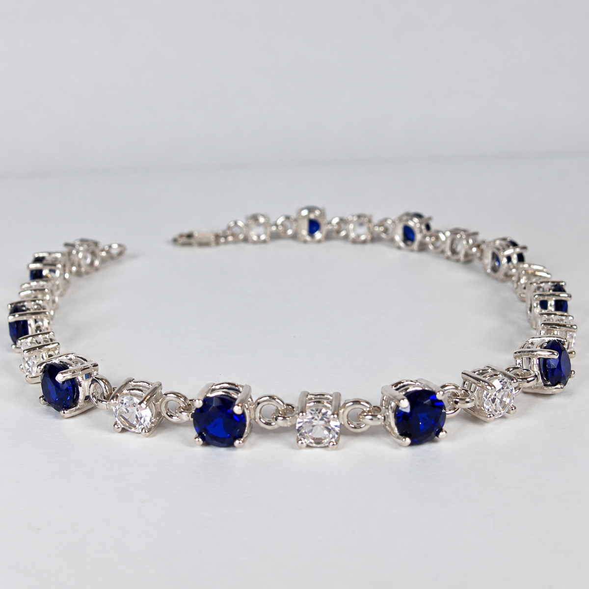 Blue & White Sapphire Tennis Bracelet – Custom Size 9.3–12ctw