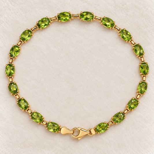 7ctw Oval Cut Peridot Tennis Bracelet
