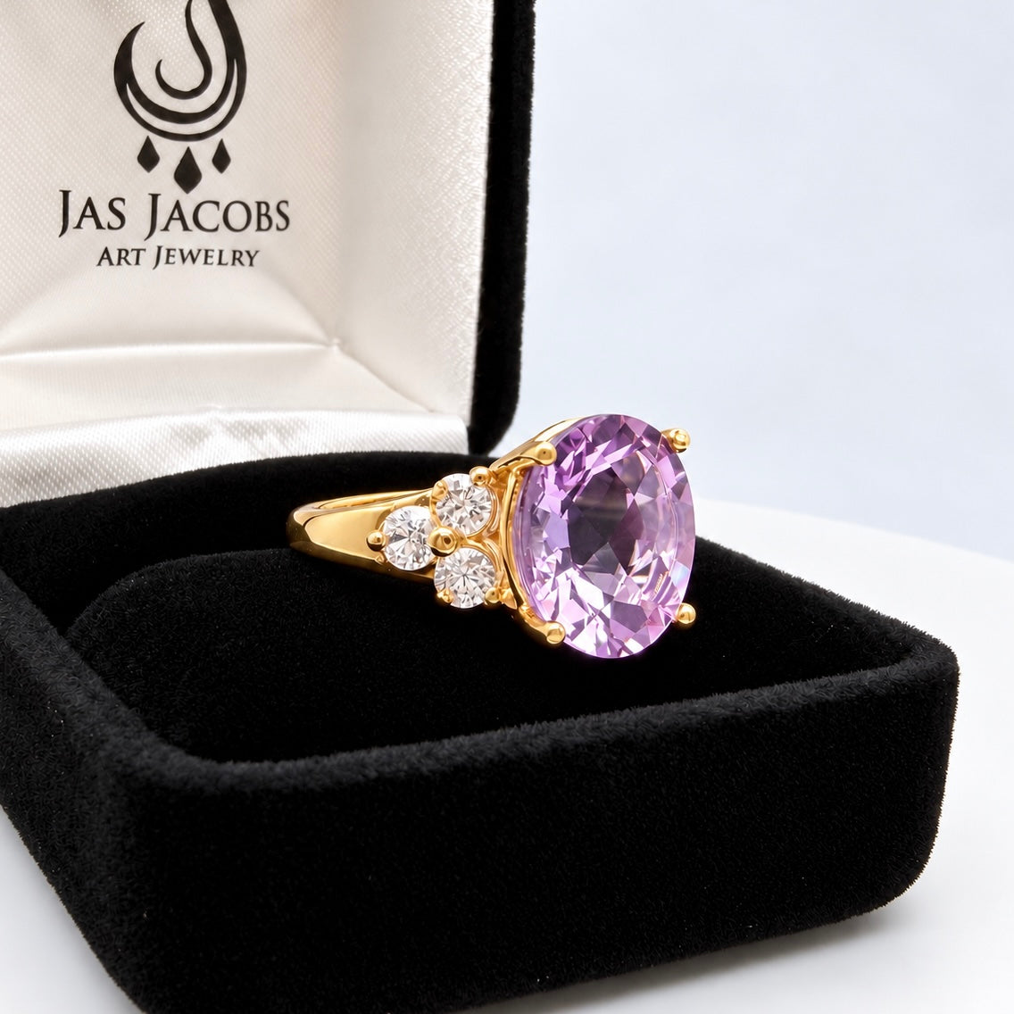 Rose de France Amethyst Ring with White Sapphire Accents