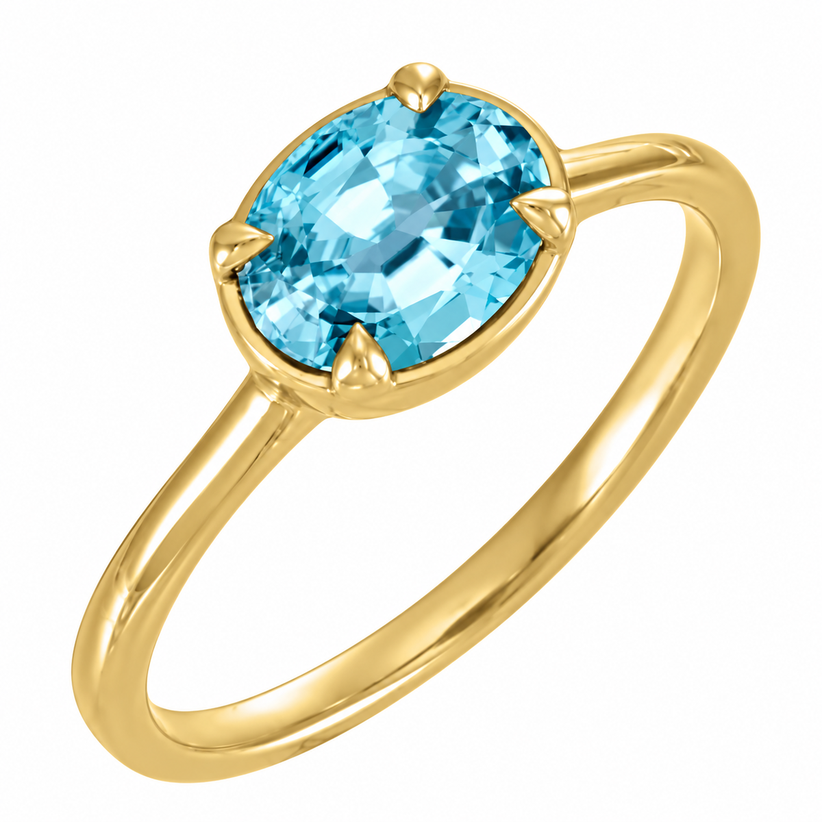 1.8ct Oval Cut Blue Zircon Solitaire Ring