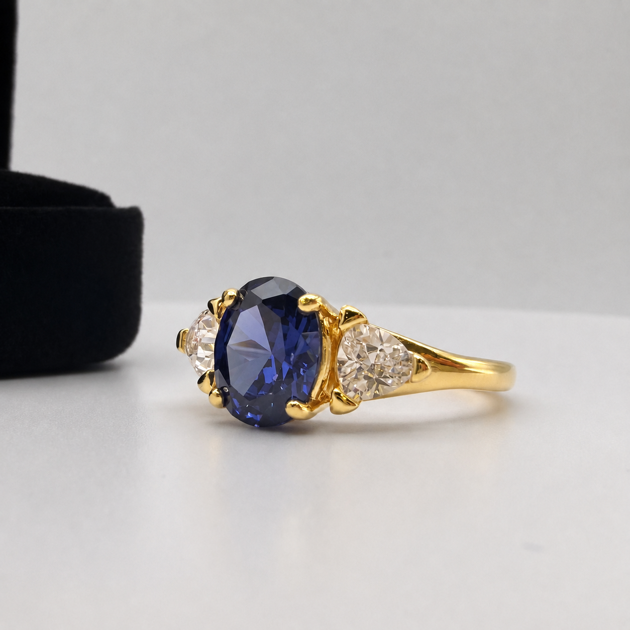 4ctw Oval Cut Tanzanite & White Sapphire Art Deco Ring