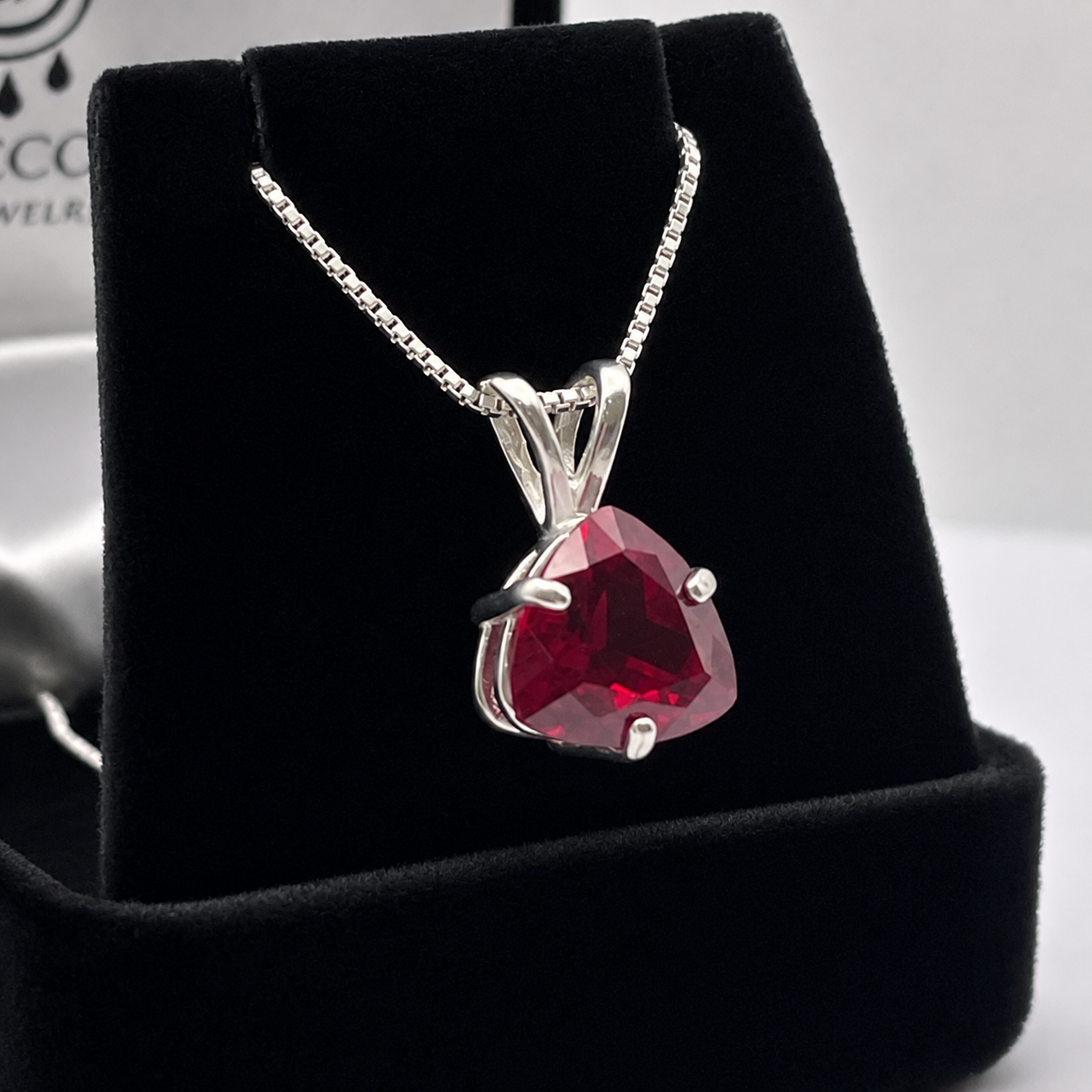 4ct Trillion Cut Ruby Solitaire Pendant Necklace