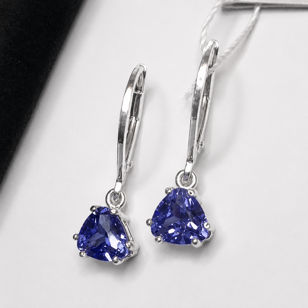 2.5ctw Trillion Cut Tanzanite Earrings in Sterling Silver