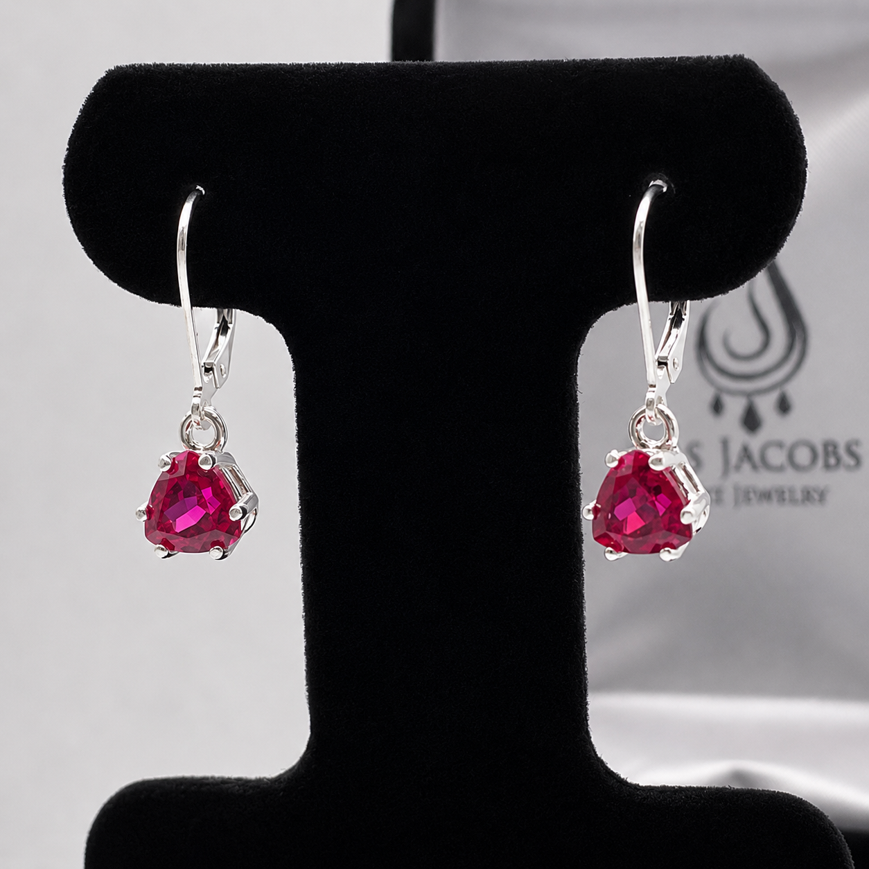 3.3ctw Trillion Cut Ruby Dangle Earrings