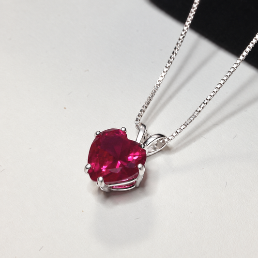 2ct Heart Cut Ruby Pendant Necklace