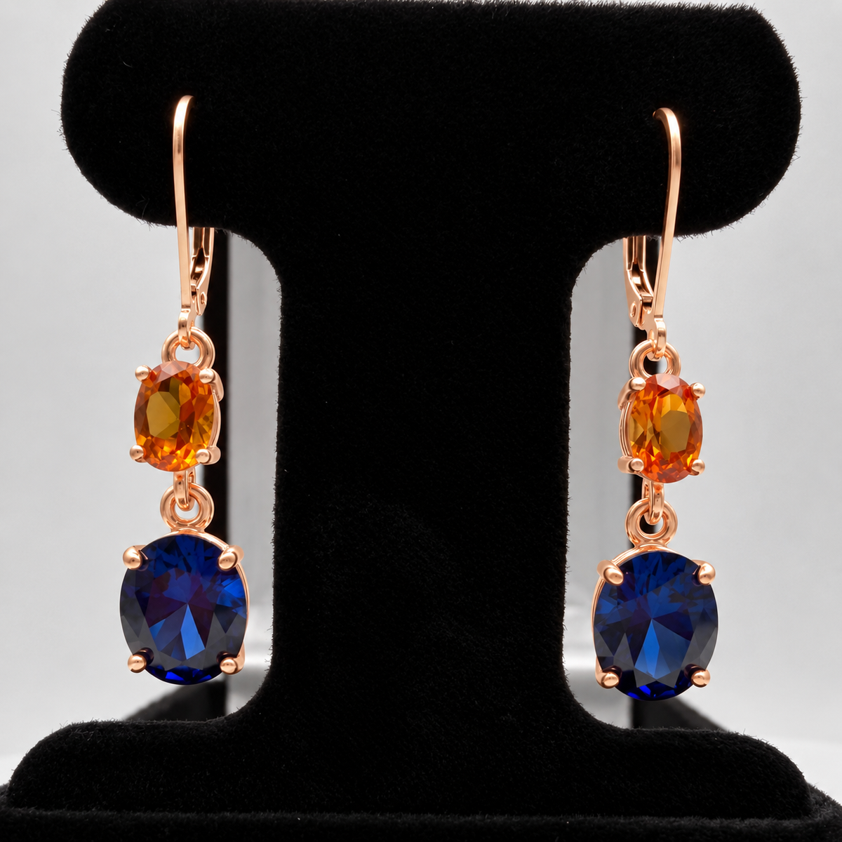 7ctw Blue & Padparadscha Sapphire Dangle Earrings
