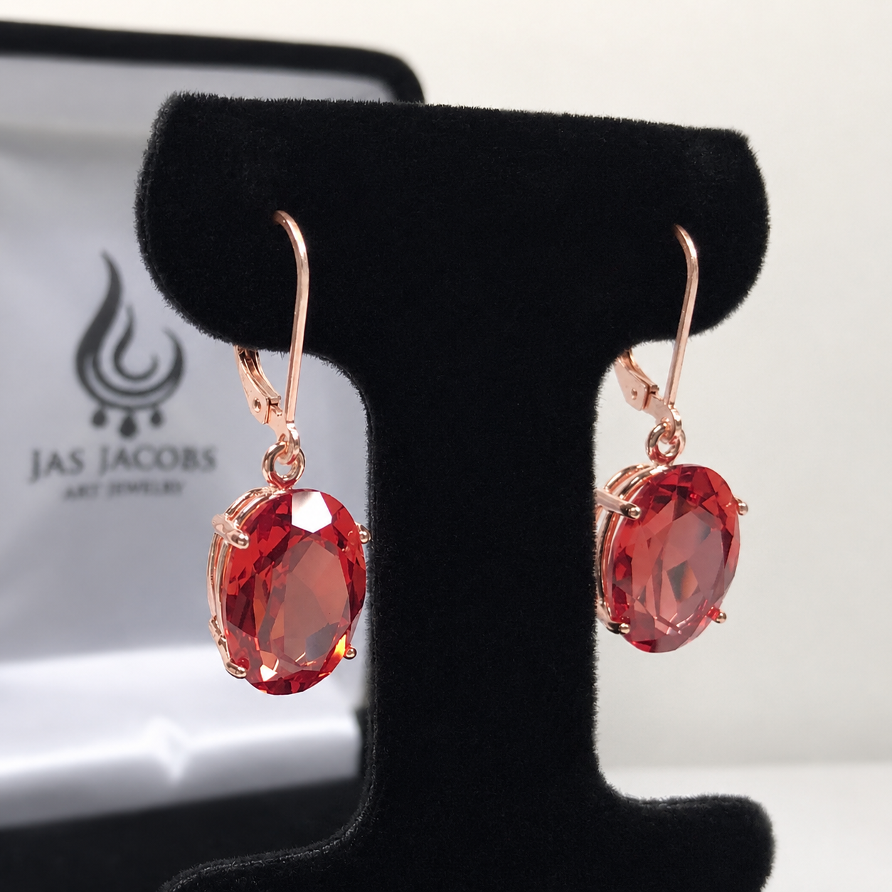 16ctw Oval Cut Padparadscha Sapphire Earrings | Orange Gemstone Dangle Earrings