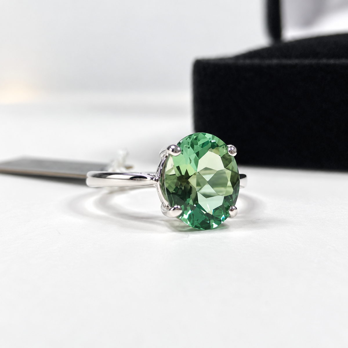 2.5ct Oval Green Amethyst Prasiolite Solitaire Ring
