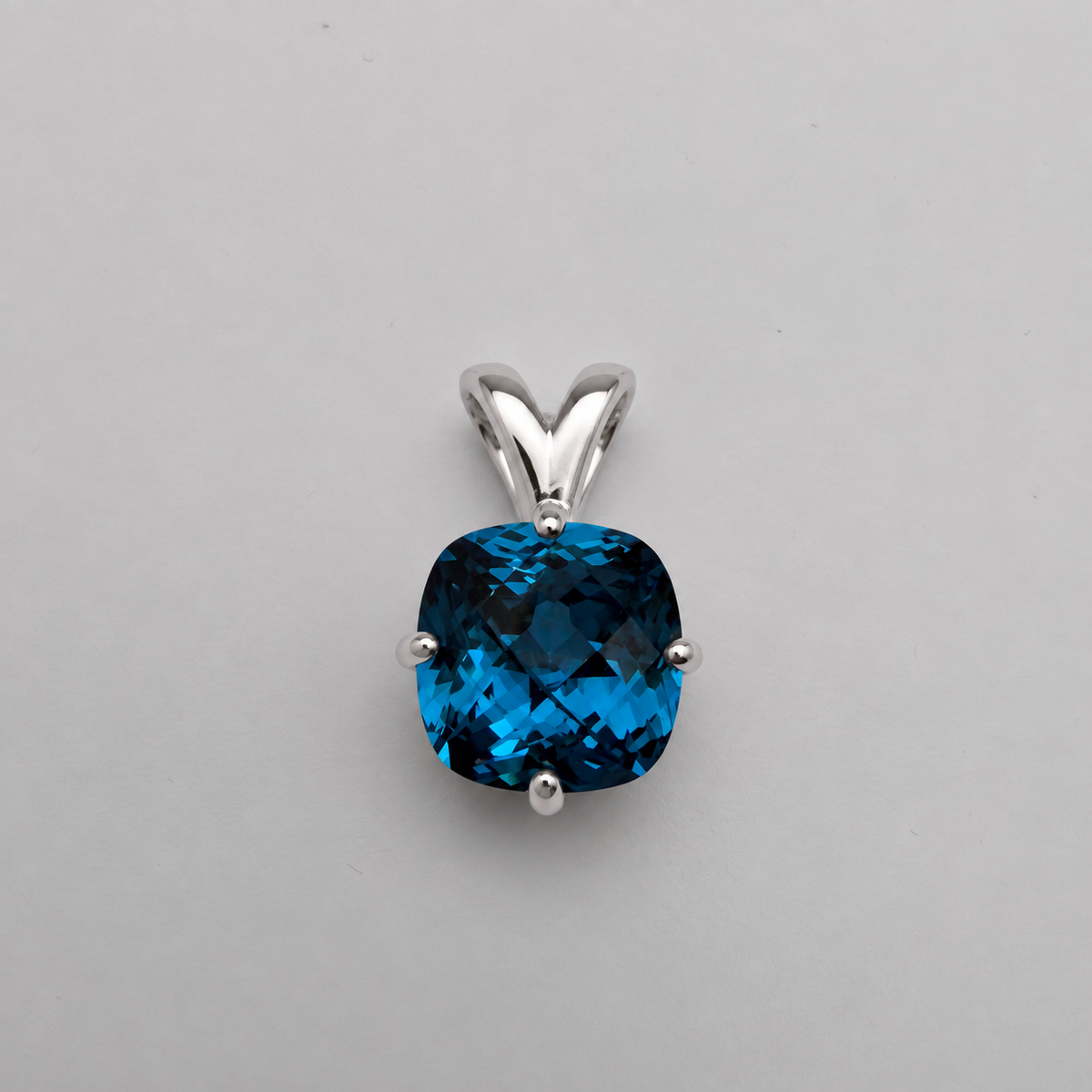 4ct London Blue Spinel Cushion Cut Pendant Necklace