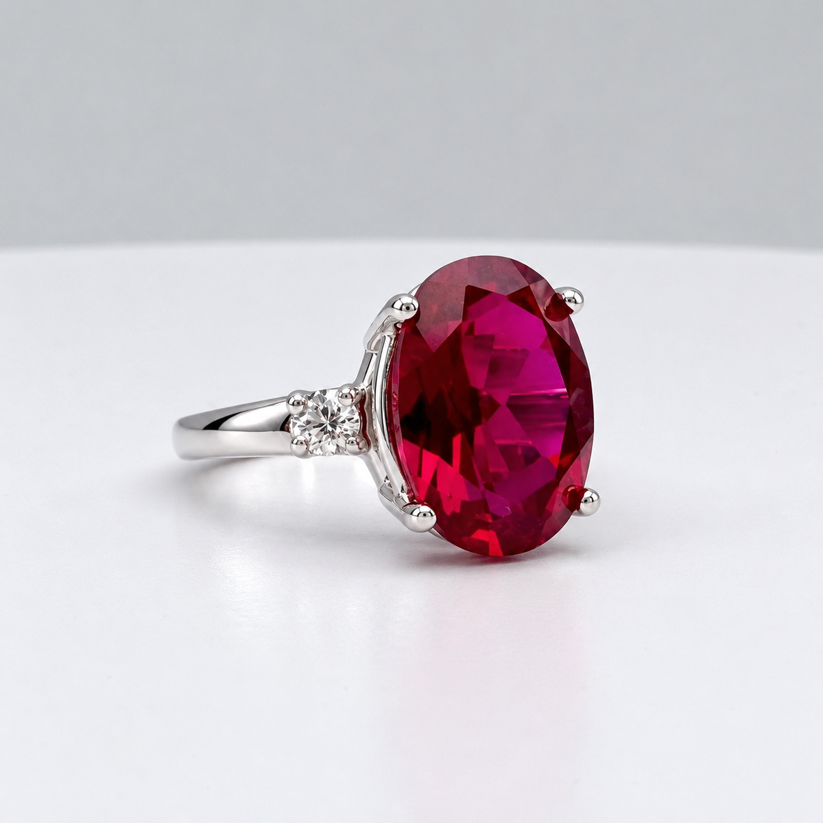7.2ctw Oval Ruby & Diamond Statement Ring
