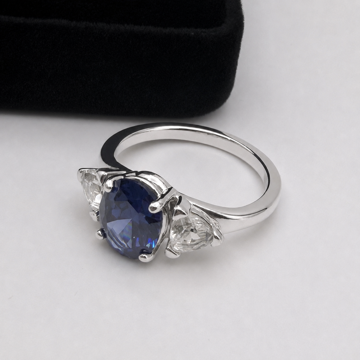 4ctw Oval Cut Tanzanite & White Sapphire Art Deco Ring