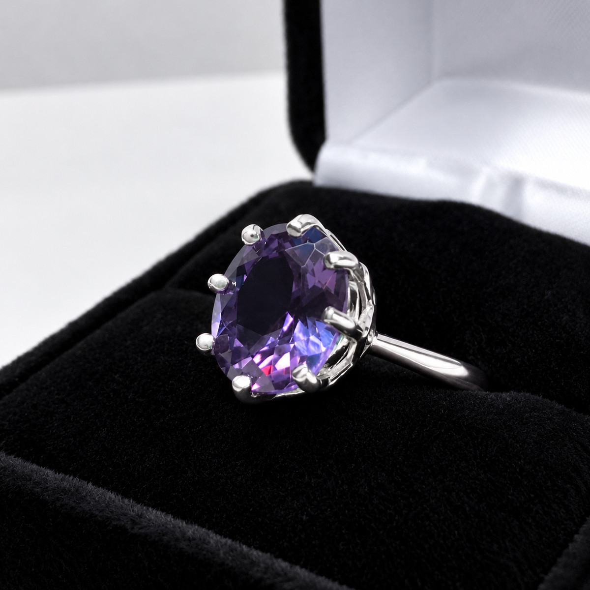 5ct Oval Alexandrite Sapphire Ring – Art Deco Inspired 8 Prong Setting