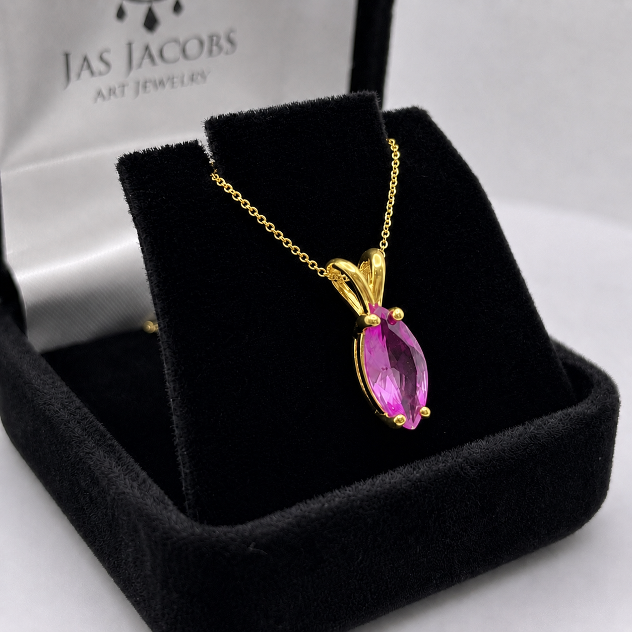 2CT Marquise Cut Pink Sapphire Solitaire Pendant Necklace
