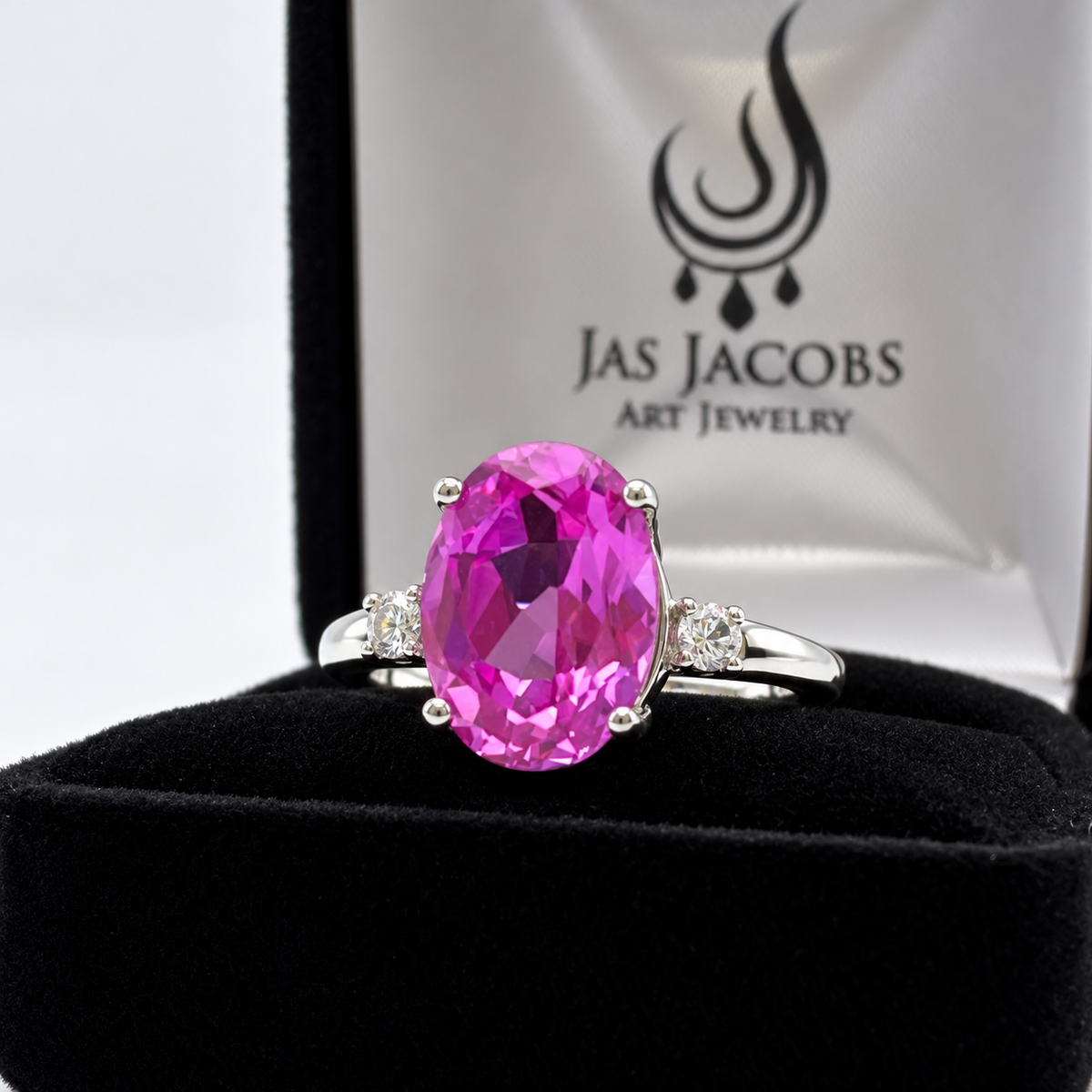 7.26ctw Oval Pink Sapphire & White Sapphire Ring
