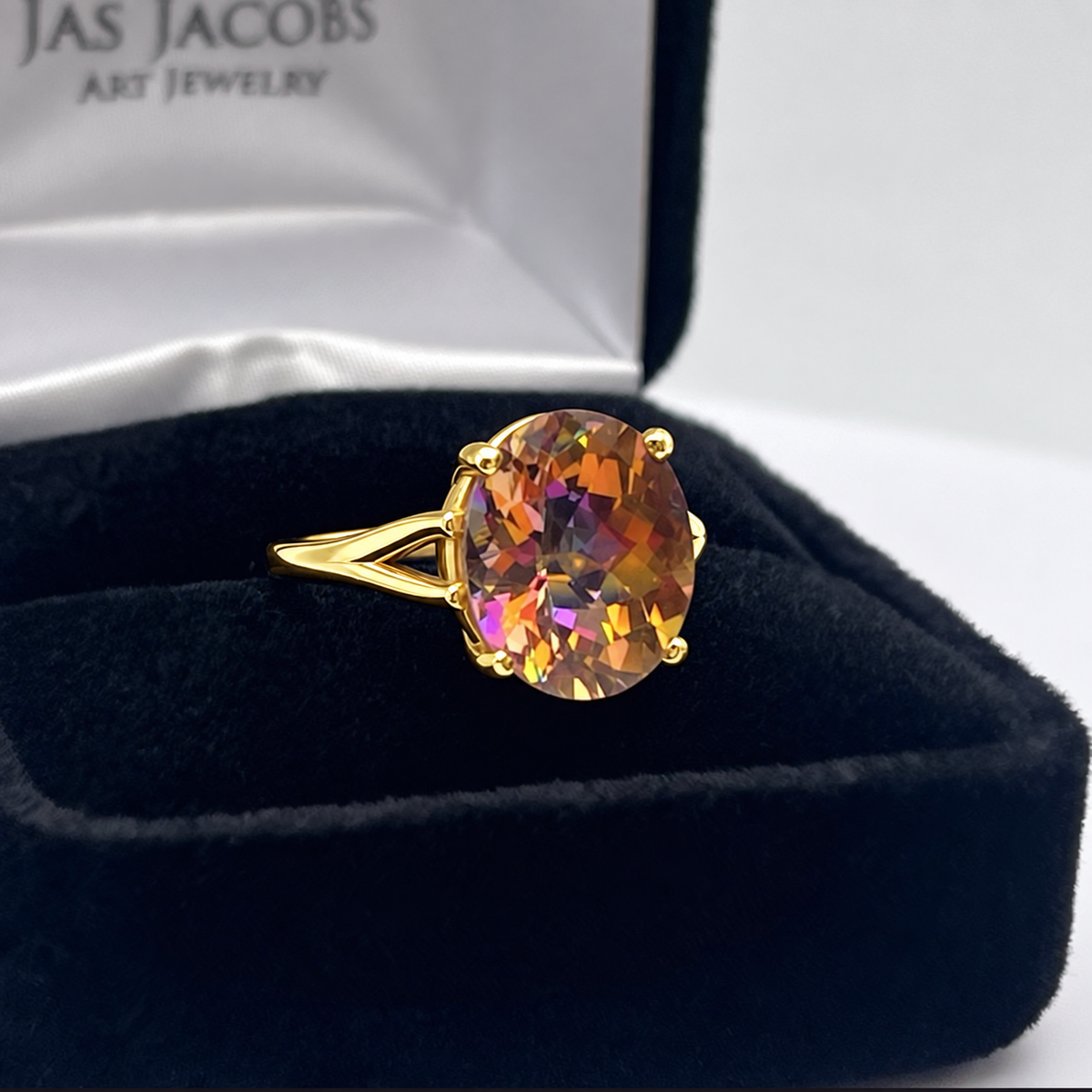 4.5ct Oval Sunset Topaz Statement Ring