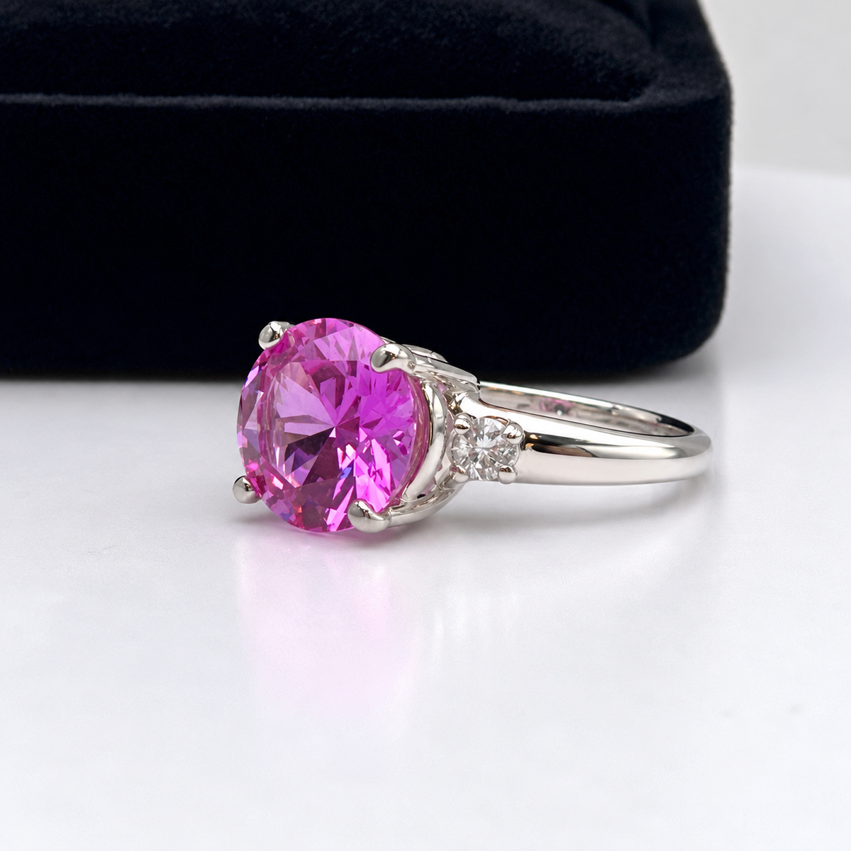4.5ct Round Pink Sapphire & White Sapphire Ring