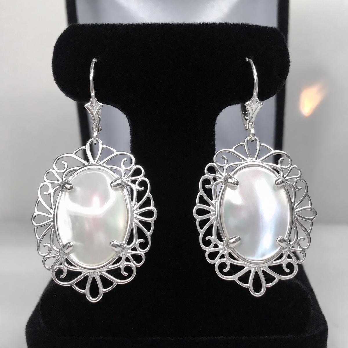 Mother of Pearl Filigree Dangle Earrings