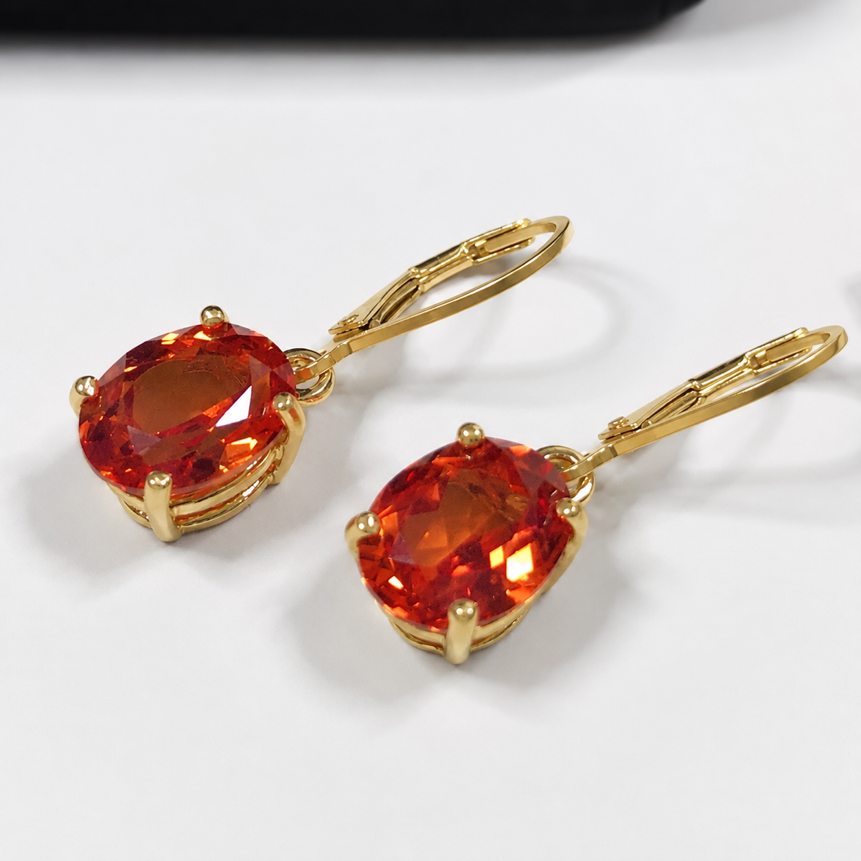 6ctw Oval Cut Orange Padparadscha Sapphire Leverback Earrings