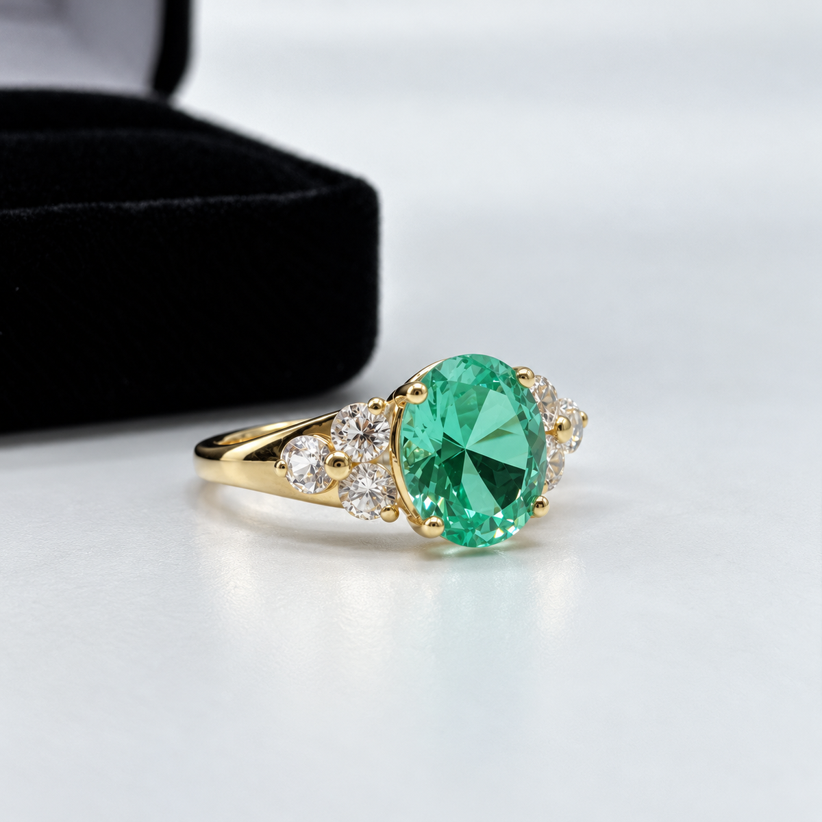 4ctw Mint Green Spinel & White Sapphire Victorian Cluster Ring