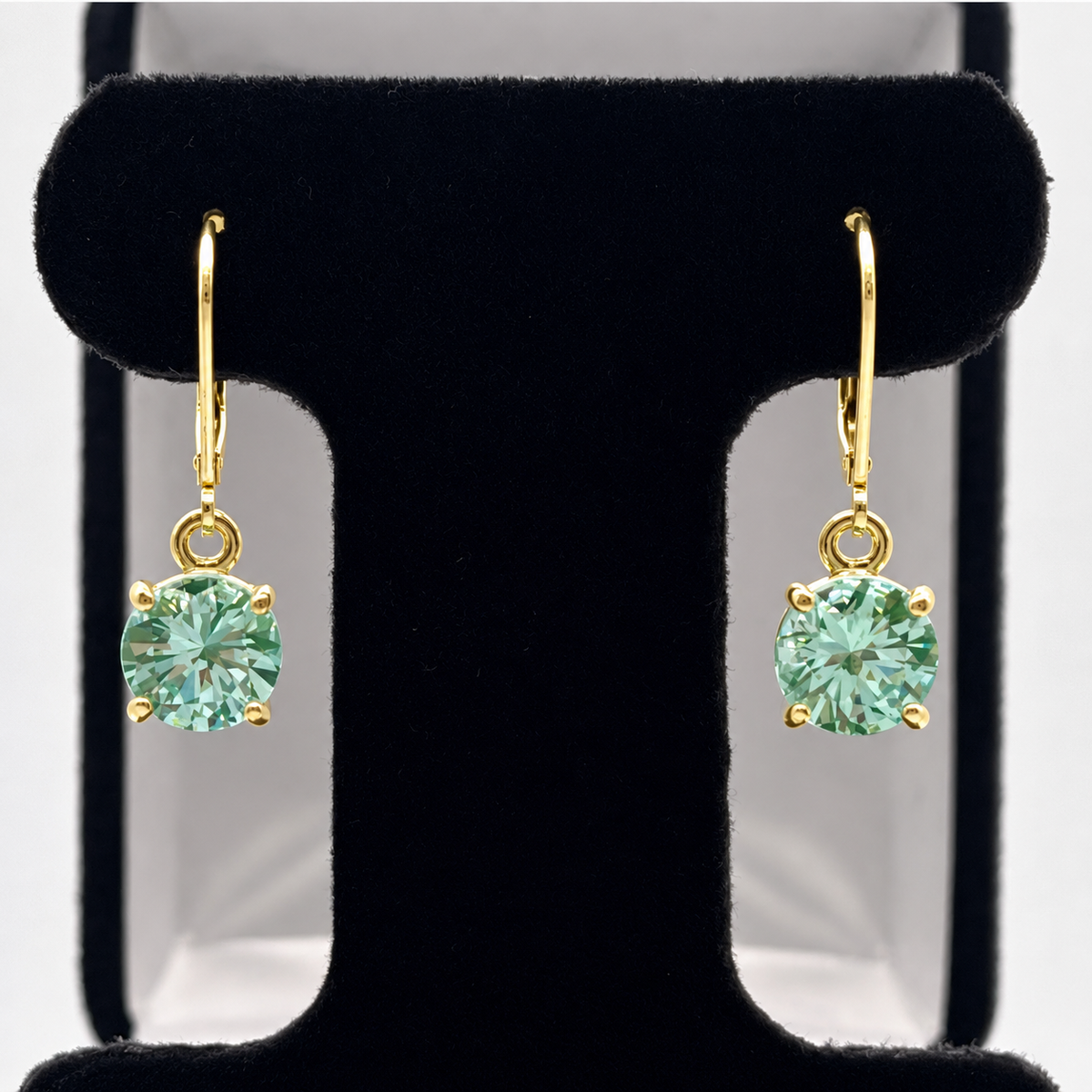 4ctw Mint Green Spinel Solitaire Leverback Earrings