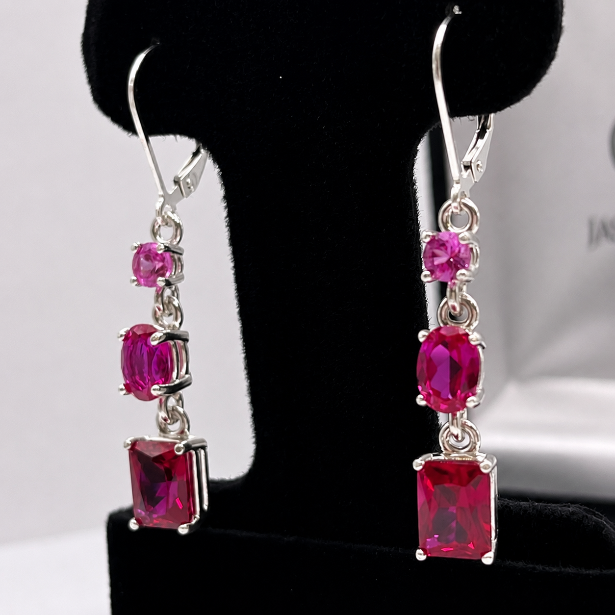 5ctw Multi Cut Cascading Pink Sapphires and Ruby Earrings