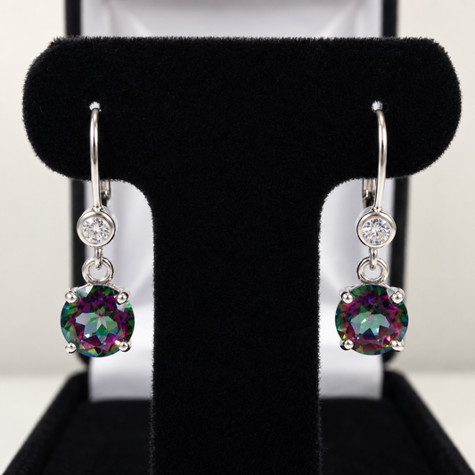 4ctw Round Mystic Topaz & White Topaz Leverback Earrings