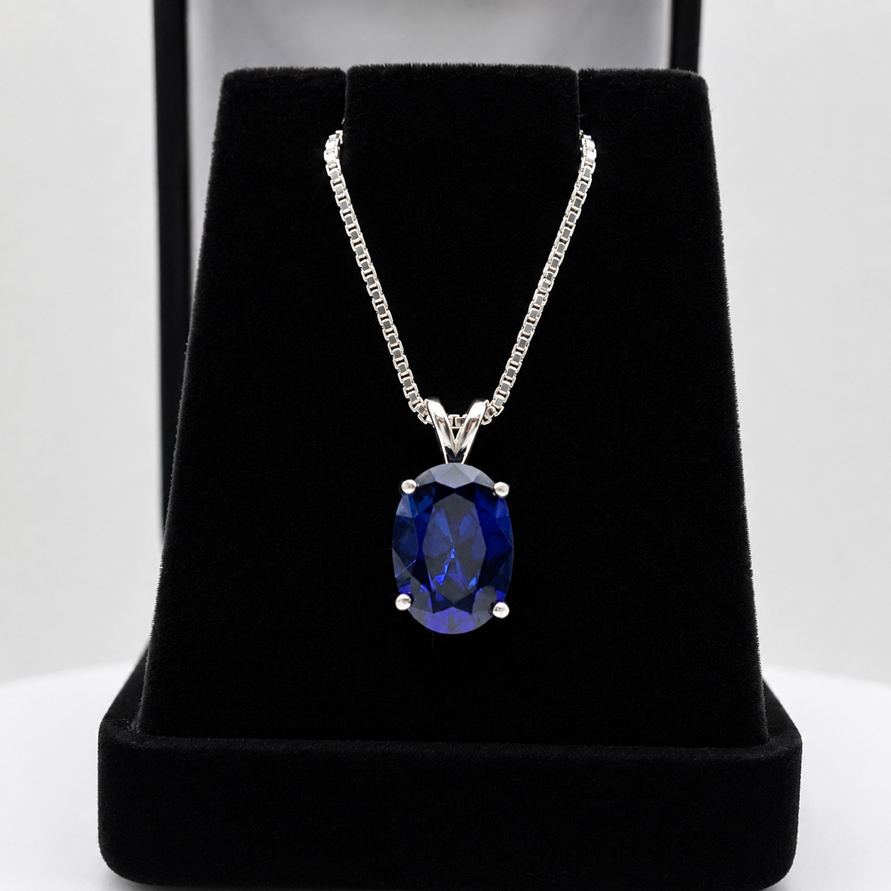 7CT Oval Cut Blue Sapphire Necklace | Statement Sapphire Jewelry | Lab Grown