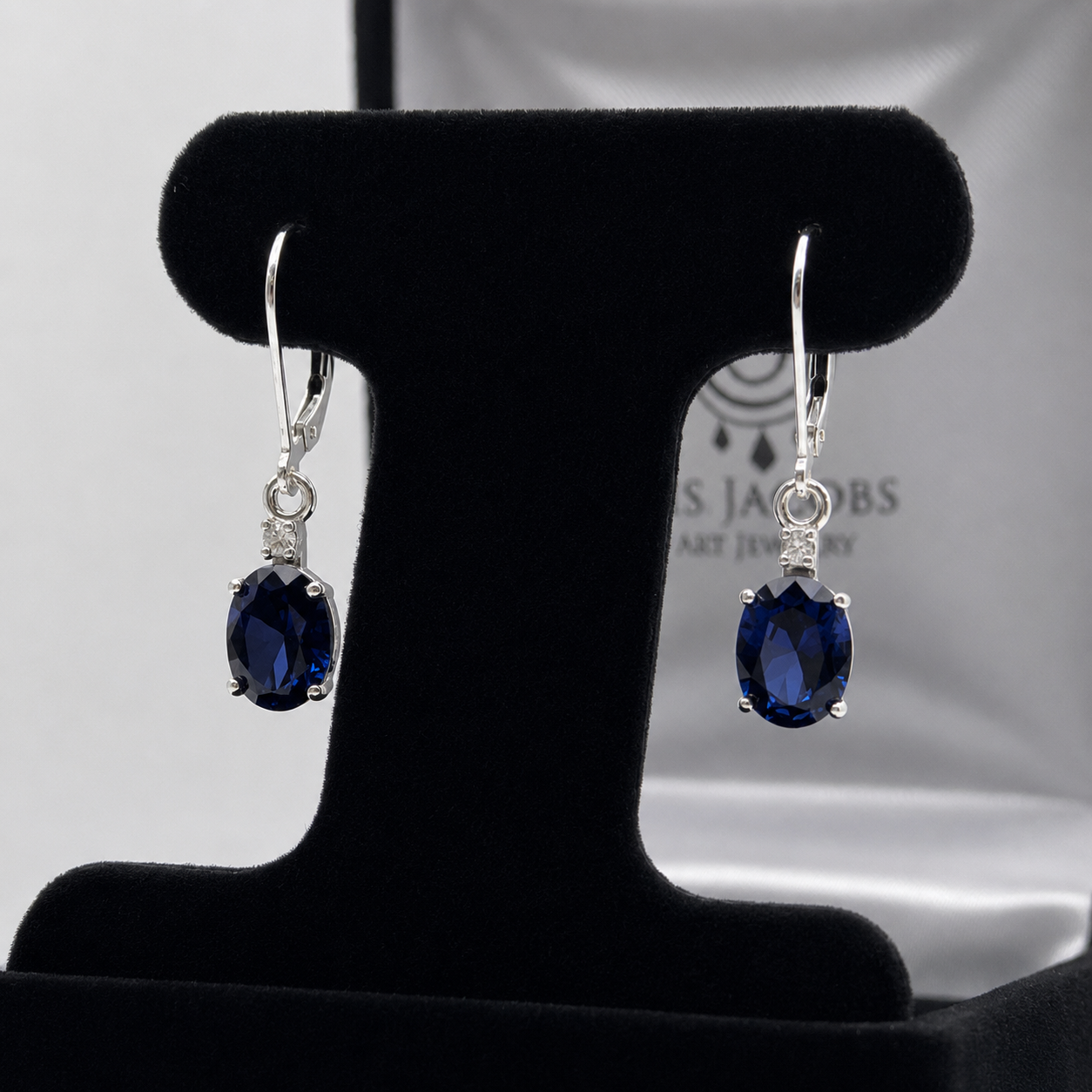 3.3 CTW Oval Blue Sapphire & Diamond Leverback Earrings
