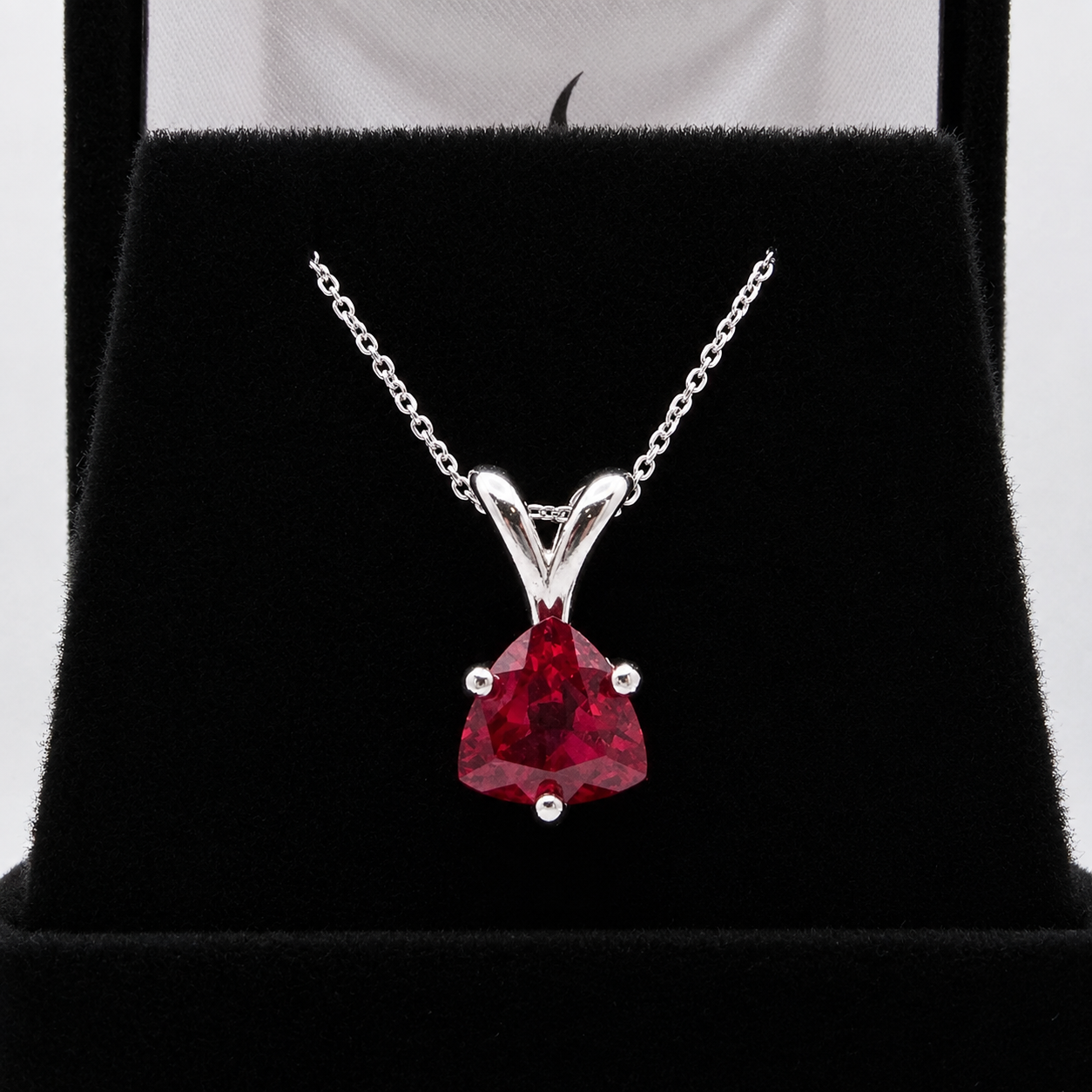 1.5ct Trillion Cut Ruby Solitaire Pendant Necklace