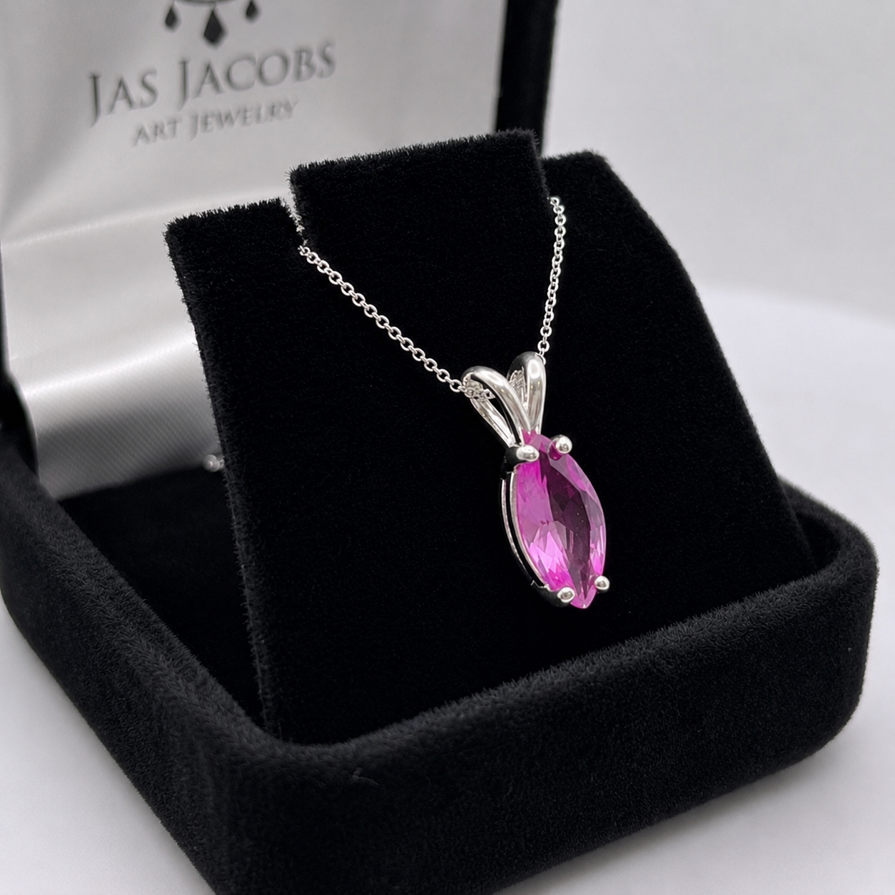 2CT Marquise Cut Pink Sapphire Solitaire Pendant Necklace