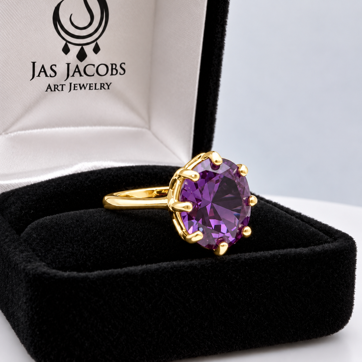 5ct Oval Alexandrite Sapphire Ring – Art Deco Inspired 8 Prong Setting