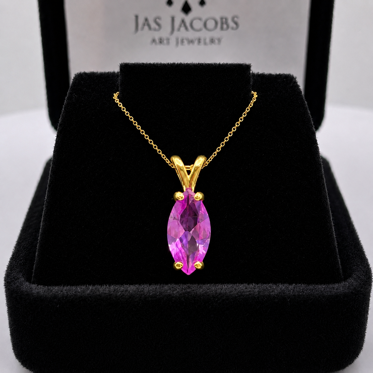 2CT Marquise Cut Pink Sapphire Solitaire Pendant Necklace