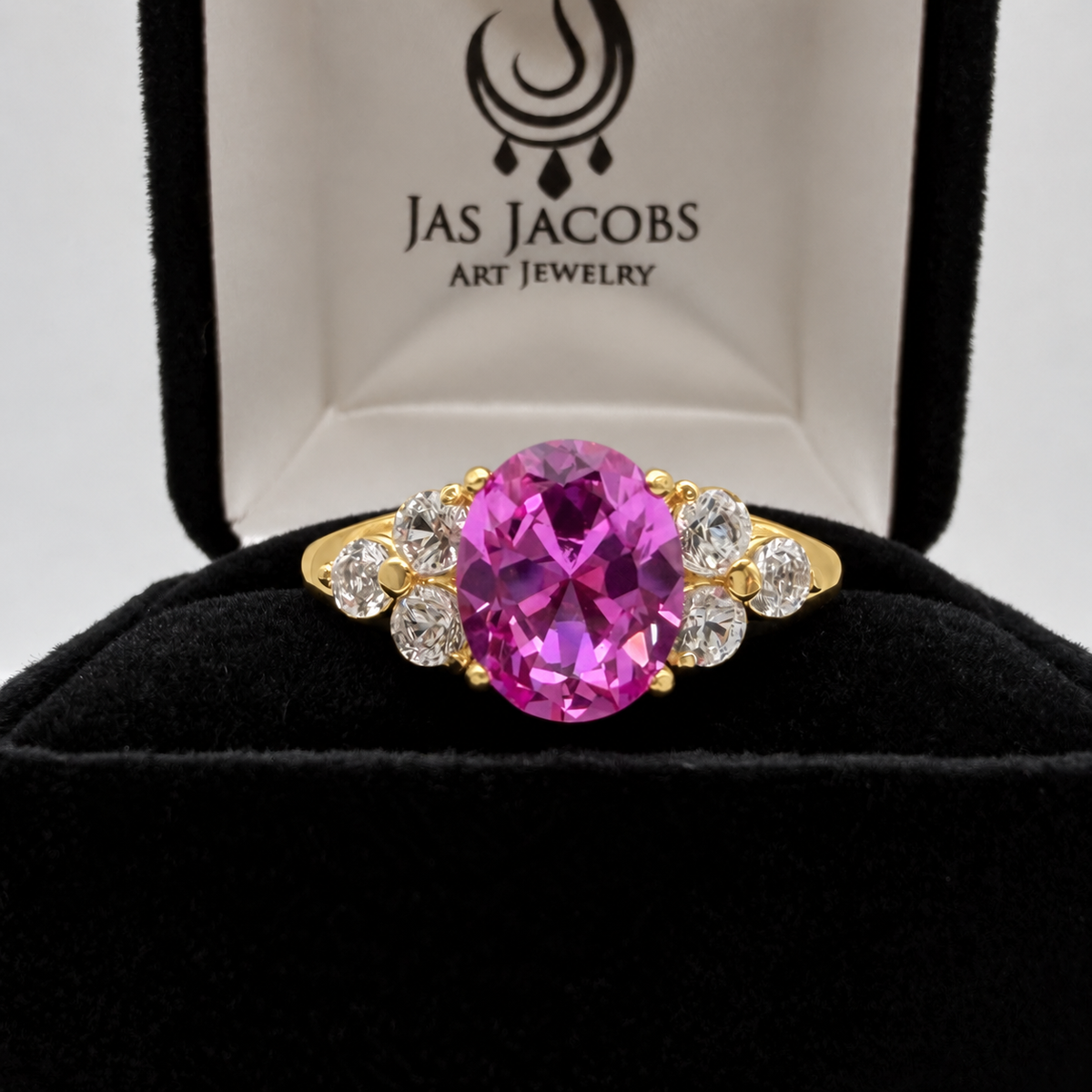 3.78ctw Oval Pink Sapphire & White Sapphire Floral Cluster Ring