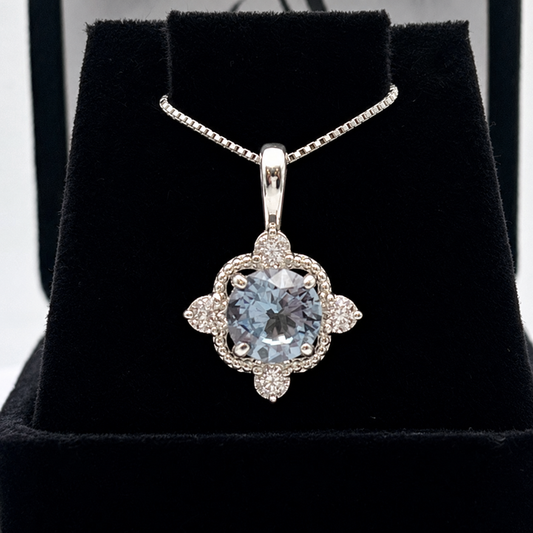 2ct Sky Blue Topaz & White Sapphire Pendant Necklace