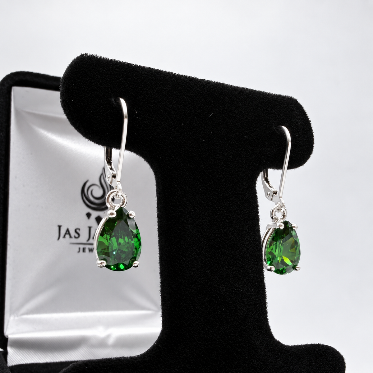 4ctw Pear Cut Emerald Drop Earrings | Solid Gold