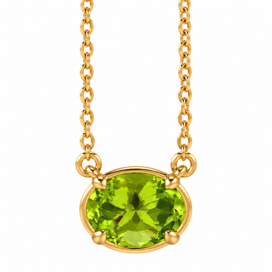 1.3ct Oval Cut Natural Peridot Necklace – Modern Minimalist