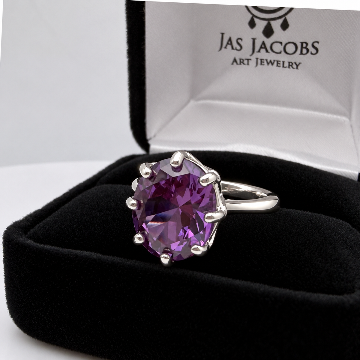 5ct Oval Alexandrite Sapphire Ring – Art Deco Inspired 8 Prong Setting